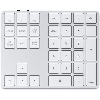 사테치 블루투스 확장 숫자 키패드 – 슬림 충전식 34키 패드 M2/ M1 MacBook Pro/Air iPad M2 Mac Mini iMac 스페이스 그레이용, Silver