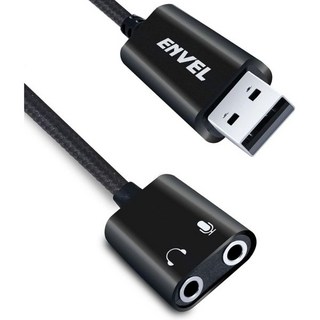ENVEL USB 3.5mm 오디오 어댑터듀얼 TRS 3극 헤드폰 및 마이크 잭 PS4PS5PCLaptop 내장 칩 지원 어댑터블랙 프로가 포함된 외장 스테레오 사운드 카드, Black Pro, 1개
