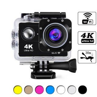 한글 액션캠 4K 64G 와이파이 방수 카메라 풀세트, 블루, 64GB