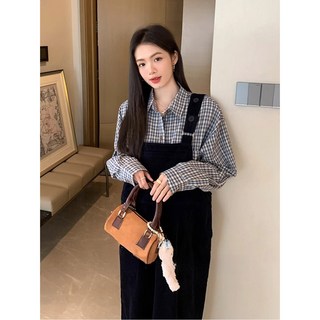 복부지지대 멘앤조니/몬토미임산부세트 스타일리쉬한 이른봄 빈티지코듀로이멜빵스커트체크블라우스 허리보호대