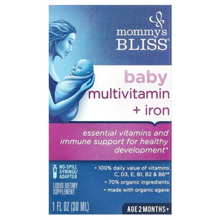 Mommy's Bliss 유아용 종합비타민 및 철분 생후 만 2개월용 포도 맛 30ml(1fl oz), MommysBliss유아용종합비타민및철분생후만2개월용포