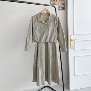 [행복여] 플럼 오픈넥 카라 블라우스 나시 원피스 세트