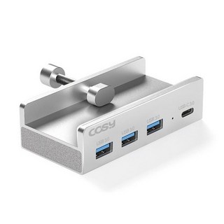 코시 책상 모니터 고정 멀티 허브 USB 3.0 3포트 + C타입 UH4086, 실버