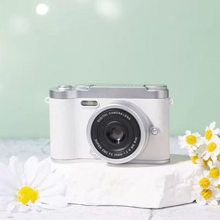 빈티지 디지털카메라 휴대용 고화질 5000만 화소 8배 줌 카메라+128G메모리카드, 흰색