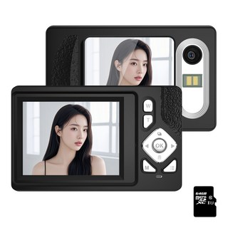 RUNHome 휴대용 스마트한 디지털 카메라 4K 손떨림+64G메모리카드, 블랙