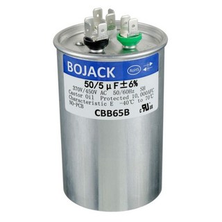 BOJACK 50+5uF 505MFD ±6 370V440V CBB65 AC 모터 구동용 듀얼 런 원형 시동 캐패시터 또는 팬 스타트 콘덴서 스트레이트, BOJACK 50+5uF 505MFD ±6 370V4