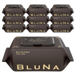 블루나 더퍼스트 프리미엄 엠보싱 물티슈 캡형, 10세트, 70매, 75g