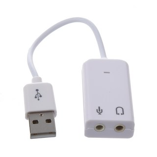 컴퓨터사운드카드 마이크 이어폰 소켓 USB 2.0 사운드 카드 스피커 오디오 어댑터 흰색 3.5mm, 1개