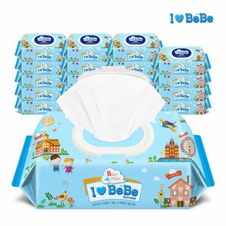아이러브베베 블루 도톰엠보 80매 20팩 캡형 아기물티슈, 단일속성, 20개, 80개 아이러브베베물티슈