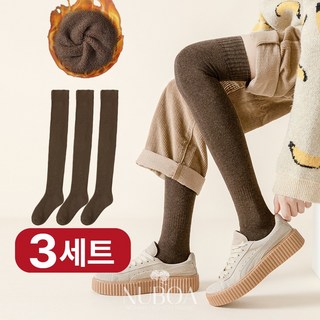 누보아 여성 기모 융털 오버 니삭스 허벅지 양말