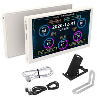 5인치 IPS Type-C 보조 화면 컴퓨터 CPU RAM HDD 모니터 동적 편집 가능 테마 USB 디스플레이 하위 LCD AID, 01 빠른, 01 WHITE