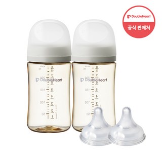 더블하트 모유실감 3세대 PPSU 모먼트 트윈팩 240ml+젖꼭지(2입), 젖꼭지LL, 오후의베이지, 1개