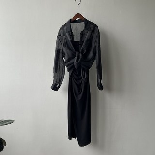 투피스세트 여성 여름 시스루셔츠 끈나시원피스 자외선차단 블라우스 슬립 h라인