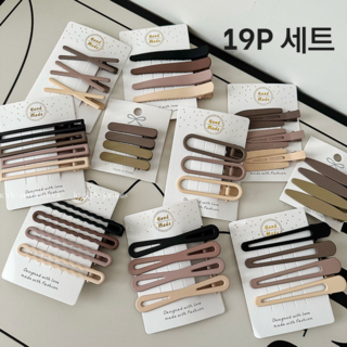 행마니 무광 메탈 헤어 집게핀 19P세트