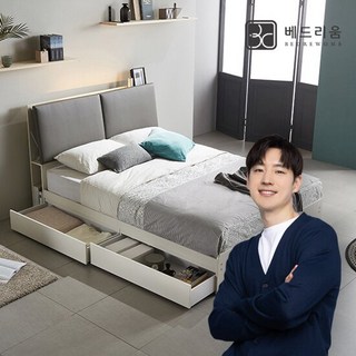 [금성침대 X 베드리움] [베드리움]블링 LED 서랍침대 Q + 독립 매트리스, 상세 설명 참조, 색상:메이플