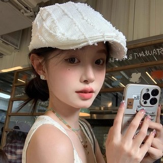 트위드 썸머 뉴스보이캡 빈티지 여자 빵모자 여름 가을 여성 패션 캐주얼 여행 헌팅캡 베레모 모자 데일리 코디