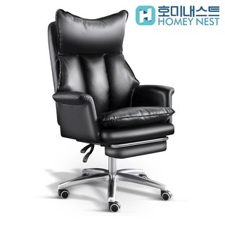 [평생 품질 책임 보증] Homey Nest 침대형 최신상 편안한 중역의자 컴퓨터 사무실 게이밍 높이조절 가죽의자 HN-OC815, 블랙