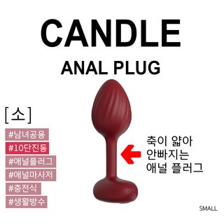 [KC유통] 10단 진동 캔들 애널 플러그 바이브레이터 안전한 남녀공용 전립선 강화 마사지, 1개, 소(Small) 대표 이미지 - 항문 기구 추천