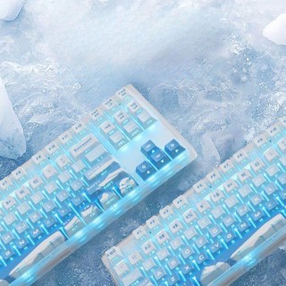 투명 기계식 게이밍 키보드, 유선 텐키리스, 얼음 디자인, 녹축 키캡 풀배열키보드 투명 기계식 게이밍 키보드, 유선 텐키리스, 얼음 디자인, 녹축 키캡 풀배열키보드