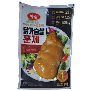 하림 닭가슴살 훈제 100g, 10개