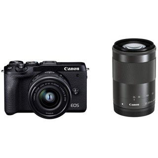 Canon 미러리스 일안 카메라 EOS M6 Mark II 더블 줌 킷 블랙
