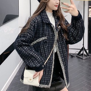 여성 트위드 니트 재킷 루즈핏 데일리