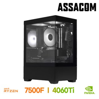 [아싸컴] 조립pc 게이밍 고사양 게임용 데스크탑 롤 배그 본체 인텔 AMD 컴퓨터, 12. 7500F+4060Ti, Free DOS, 1TB, 16GB, 블랙