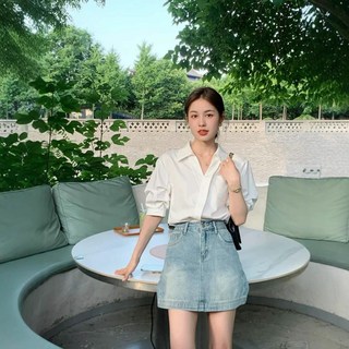 데일리 오피스룩 V넥 반팔 블라우스