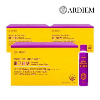 아르디엠 하이비타 에너지&스트레스 마그네샷 액상 글루콘산 마그네슘 10p, 3박스, 250ml
