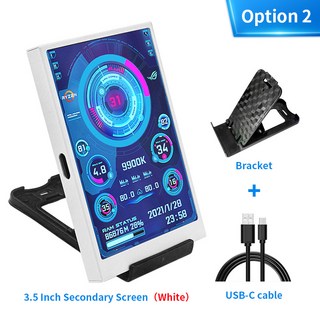 휴대용 보조 모니터 3.5 인치 IPS TYPE-C 화면 DIY 컴퓨터 USB-TYPEC Windows 내장 소프트웨어, 없음, 2) Option 2