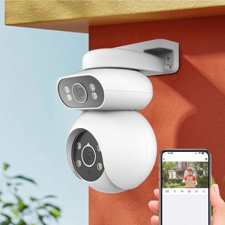 [국내발송] AI 듀얼 카메라 1000w 고화소 CCTV 풀컬러 나이트 비전 360도 회전형 움직임 추적 스마트 WiFi 홈 카메라 실외용, CS201-AE, 1개