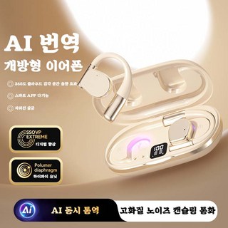 무선 블루투스 이어폰 AI 스마트 실시간 번역기 노이즈 캔슬링 블루투스 음성 번역 이어폰 M111, 살색