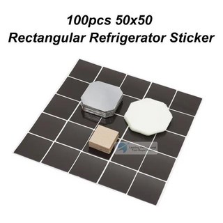 100Pcs 자석 부품 사각형 냉장고 배지 50x50mm 재료 결혼식 호의 파티 홈 장식, 01 100pcs, 01 Refrigerator sticker