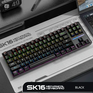 Smailwolf Sk16 유선 기계식 키보드 녹색 축 E-스포츠 게임 USB 발광 87 데스크탑 노트북, 01 블루 스위치, 01 빠른, 04 Black, 청축