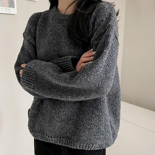 여성용 네크 루즈핏 니트