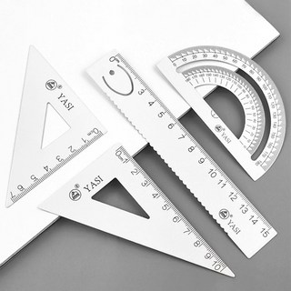 삼각자 각도기 15cm자 4종 Set, 1세트, 화이트