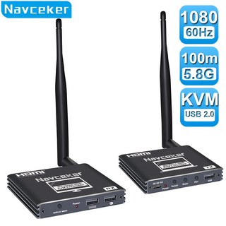 Wirelss USB C HDMI 송신기 수신기 노트북 PC-TV 모니터 프로젝터 용 KVM 1080P 100 미터 무선 HDMI 익스텐더 트랜시버가 장착 된, ZY-AD9-3, 1개