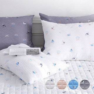 바숨 고정밴드 시어서커 여름 침대패드, 체크그레이