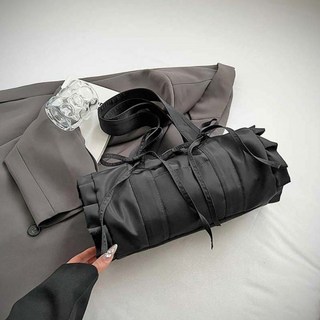나일론 버킷백 실버 호보백 URB 리본롤백