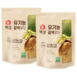 백설 100프로 유기농 갈색설탕, 1kg, 2개