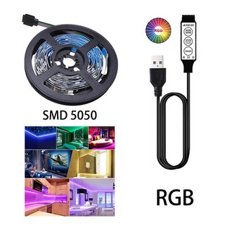 USB LED 스트립 조명 5V M 2M 3M 4M 유연한 램프 RGB 테이프 다이오드 2835 5050 DC5V 데스크 스크린 TV 백라이트 조명 컴퓨터, 1m, 1개