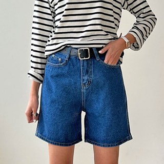 여성용 4부 데님 반바지(벨트set) 하이웨스트 데님반바지 여름 숏팬츠 데일리룩
