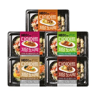 허닭FIT 다이어트 저당 식단관리 도시락 5종 혼합 (무첨가/1g저당/21g단백질), 5개, 260g