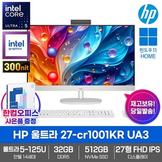 HP 올인원 PC 울트라 27-cr1001KR UA3 32GB램 SSD512GB 인텔울트라5 윈도우11 한컴오피스증정, 32GB