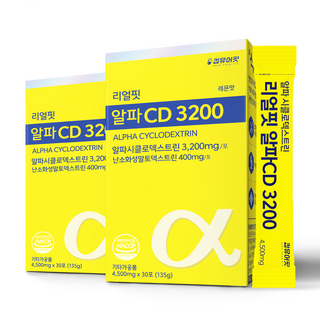 리얼핏 알파CD 알파시클로덱스트린 3200 분말 30포 다이어트 알파시디 효능 킵유어핏 HACCP 식약청 인증, 2개, 30회분