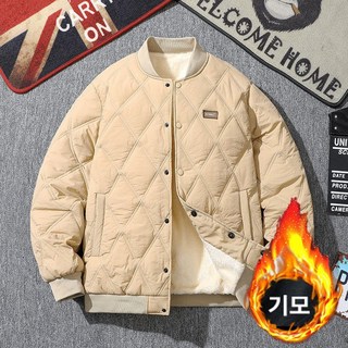 JUSTFEELING 뽀글이안감 따뜻한 아우터 야구복 노카라 아가일 남성 방한복 깔깔이 아우터 바람막이 솜패딩 점퍼