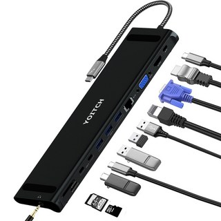 요이치 바이링크 썬더볼트3 USB C타입 노트북 12 in 1 멀티 허브, 단품, 1개