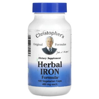 Christopher's Original Formulas 허벌 아이언 포뮬러 475 mg 식물성 캡슐 100정, ChristophersOriginalFormulas허벌, 1개