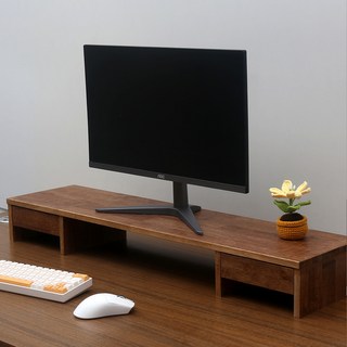 어반데코 고무나무 원목 서랍형 모니터 받침대