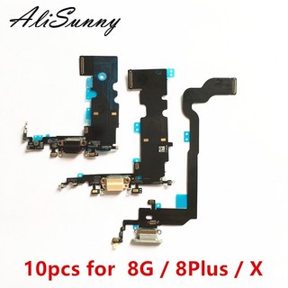 AliSunny 10pcs 충전 포트 플렉스 케이블 아이폰 호환 X 8 플러스 8G XS XR 11 USB Dock 커넥터 충전기 마이크 수리 부품, 02 10x for 8G White, 1개